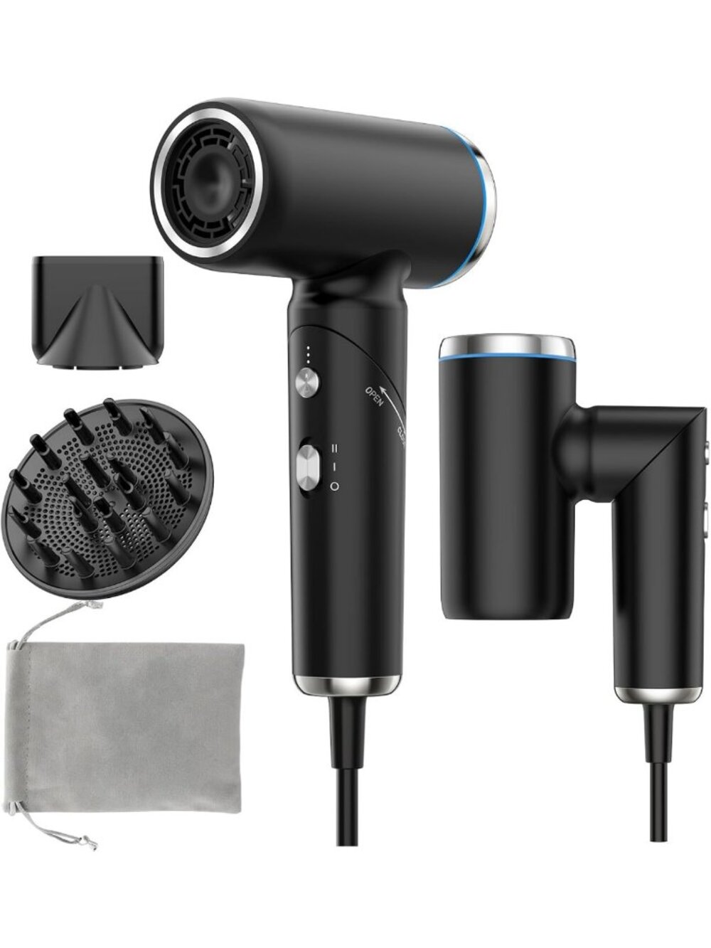 Compact Dual Voltage Mini Travel Hair Dryer - High-Speed & Foldable Design